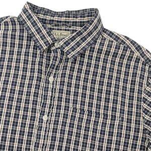 L.L. Bean Men's L Plaid Short Sleeve Button Up Shirt Cotton Regular Fit
